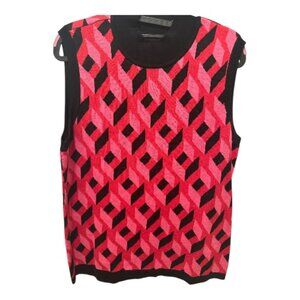 Pink & Black Geometric Knit Top - Size L